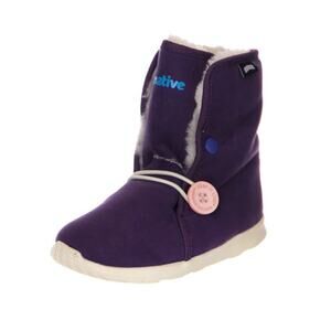 Native Kid/Girl's Luna Beetle Faux Fur Lined Purple/Bone Winter Boots Size C7